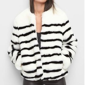Gap Women’s Stripe Oversized Faux-Fur Coat